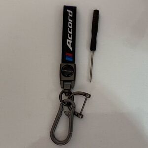 Honda Accord Key Fob Keychain in Black Leather with Logo NWT